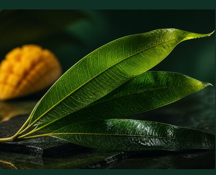 Detailed green mango leaves